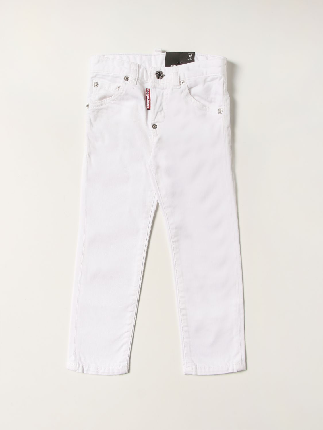 Jeans Dsquared2 Junior: Jeans a 5 tasche Dsquared2 Junior con logo bianco 1