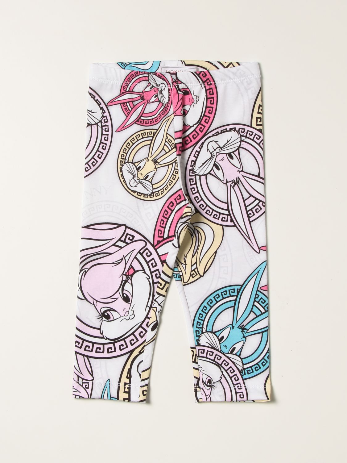 Pants Monnalisa: Monnalisa leggings in cotton with Bugs Bunny print white 1