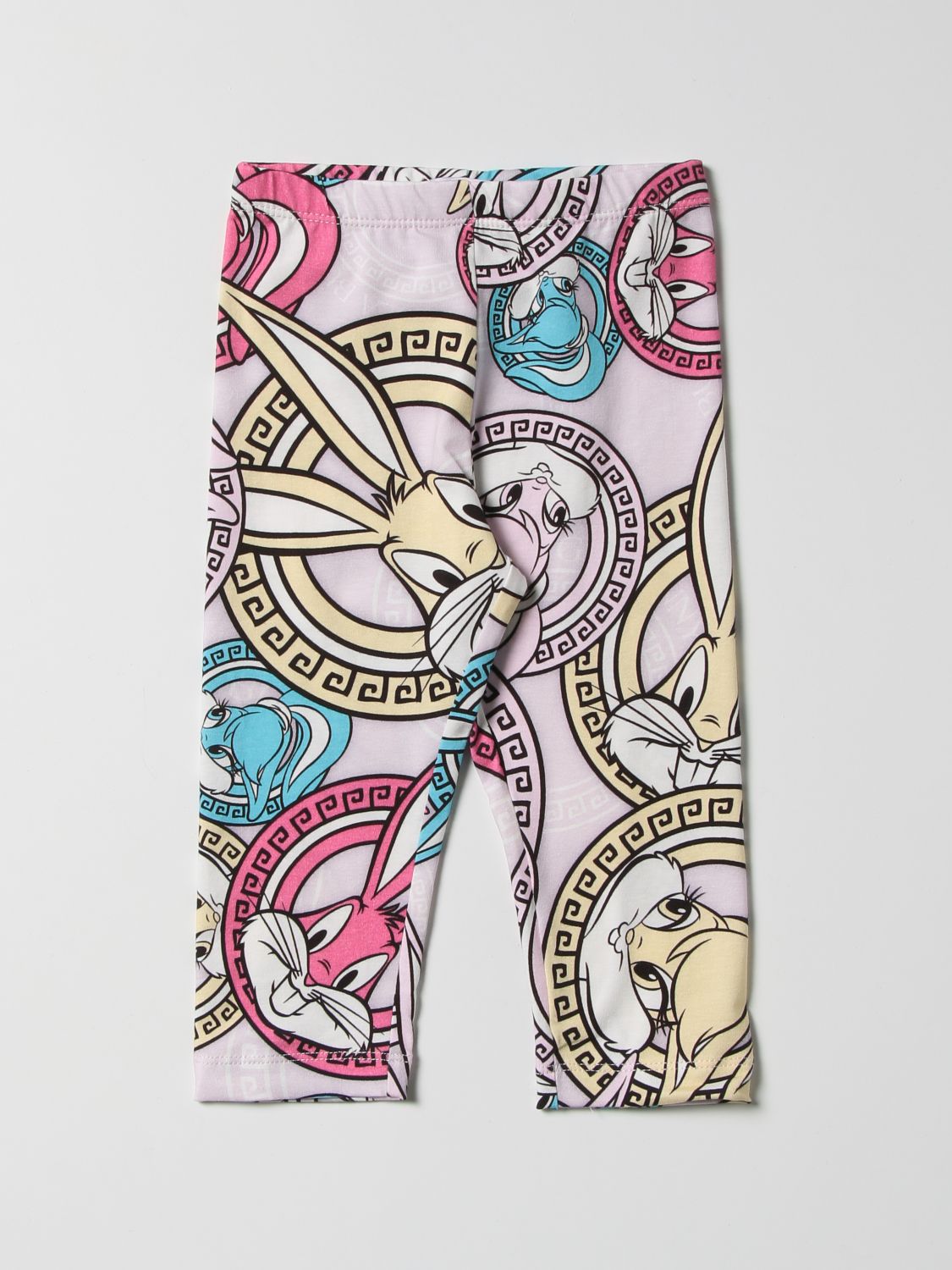 Pants Monnalisa: Monnalisa leggings in cotton with Bugs Bunny print wisteria 1
