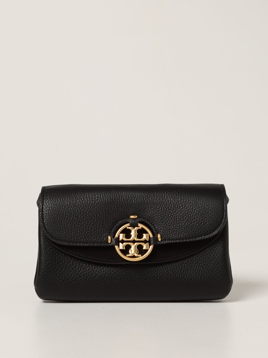 TORY BURCH: wallet bag in textured leather - Black | Tory Burch crossbody  bags 80808 online on 