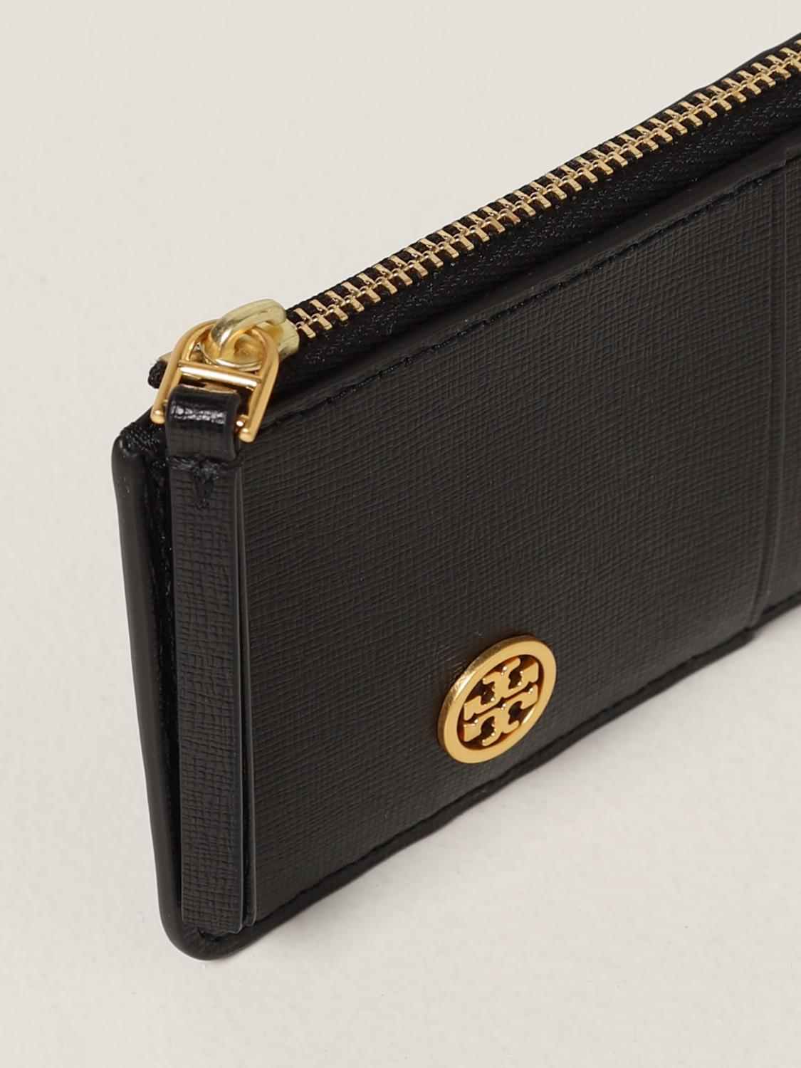 TORY BURCH credit card holder in saffiano leather Black Tory Burch