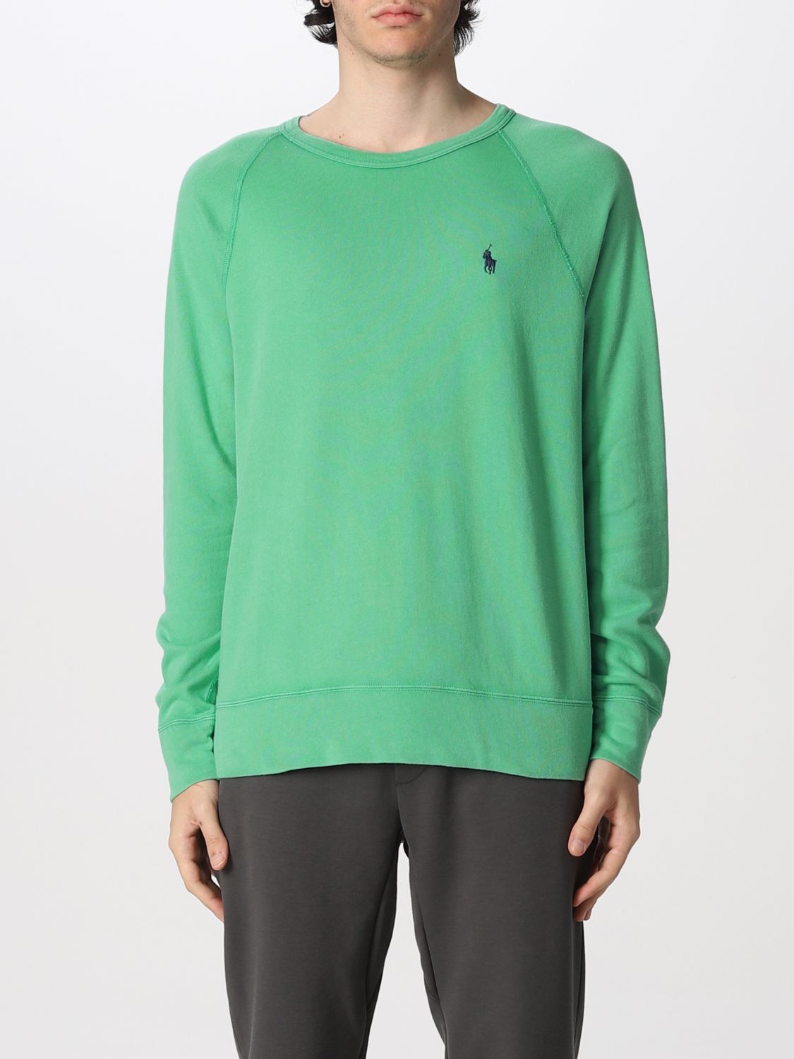 Polo Ralph Lauren Logo-embroidered Cotton-jersey Sweatshirt In Green