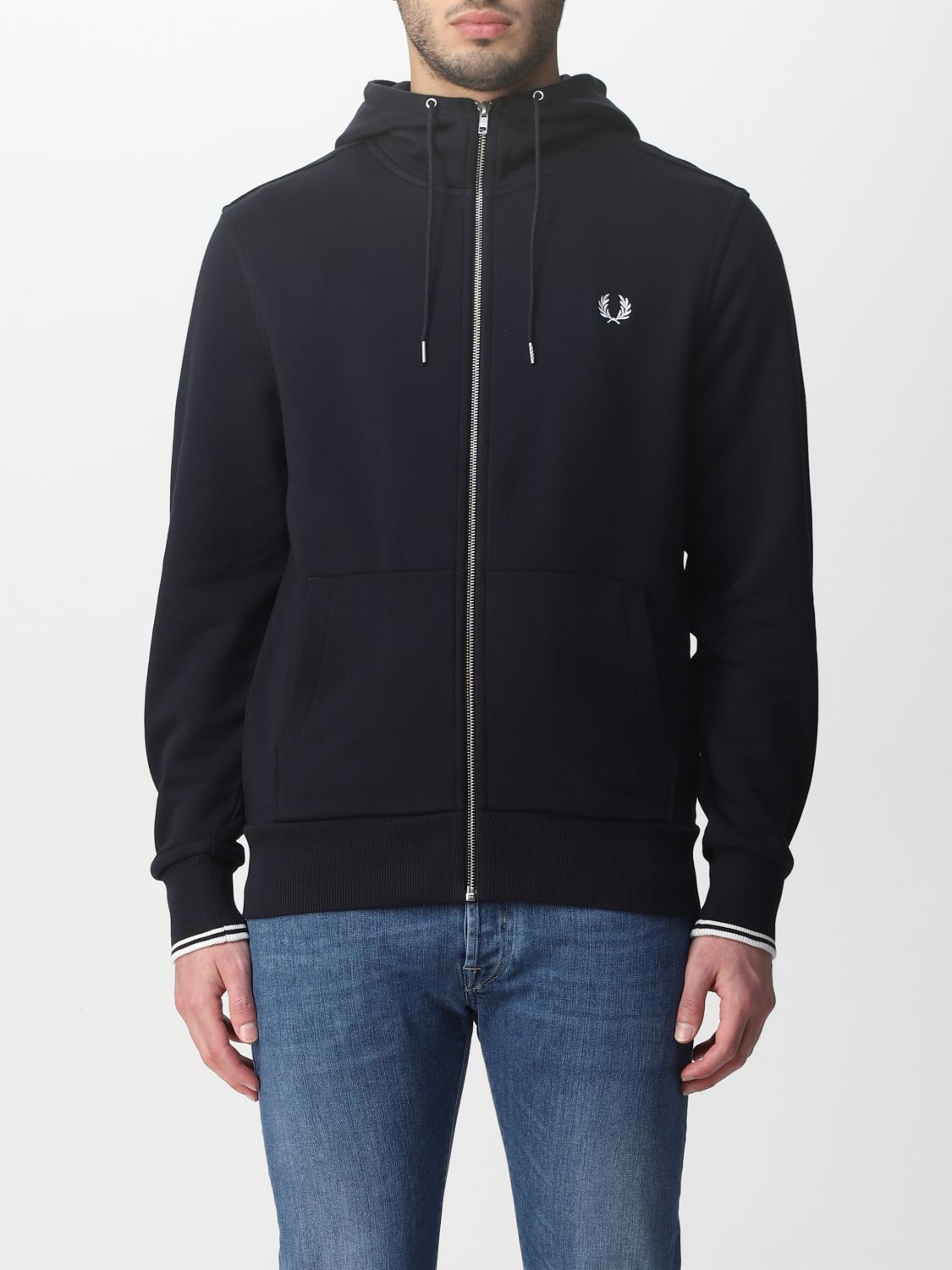Felpa Fred Perry: Felpa Fred Perry in cotone blue navy 1