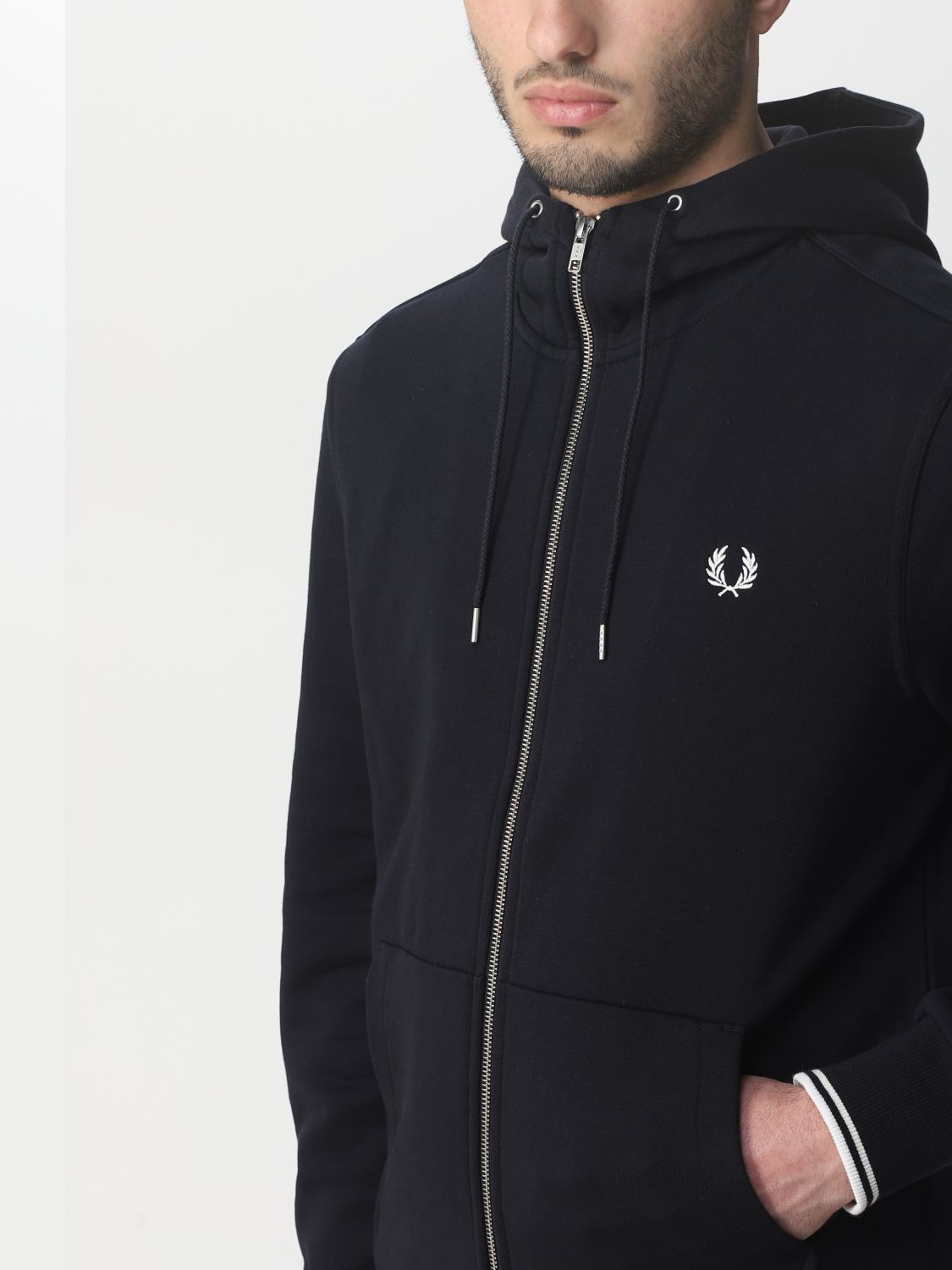 Felpa Fred Perry: Felpa Fred Perry in cotone blue navy 4