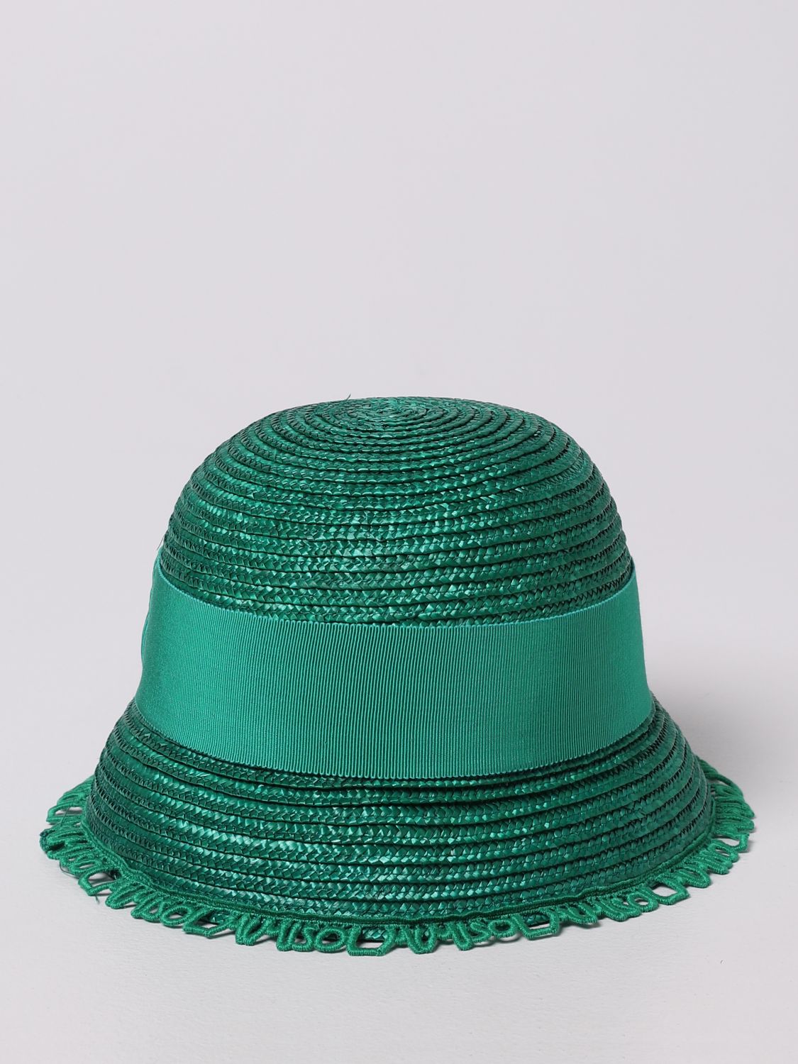 Girls' hats Mi Mi Sol: Mi Mi Sol hat in woven straw green 2