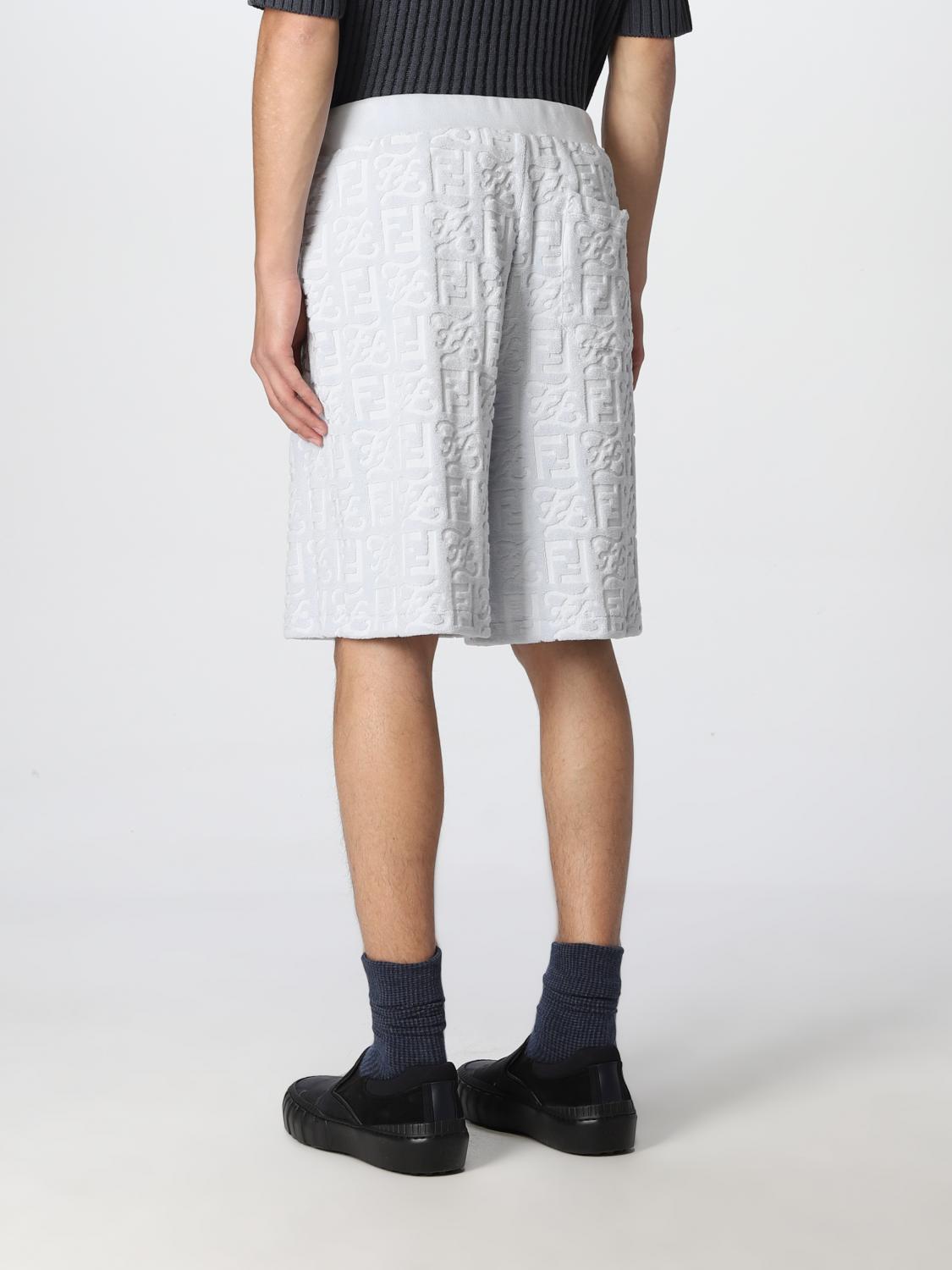FENDI: Bermuda in cotone con motivo FF - Azzurro | Pantaloncino Fendi  FB0689A9RK GIGLIO.COM