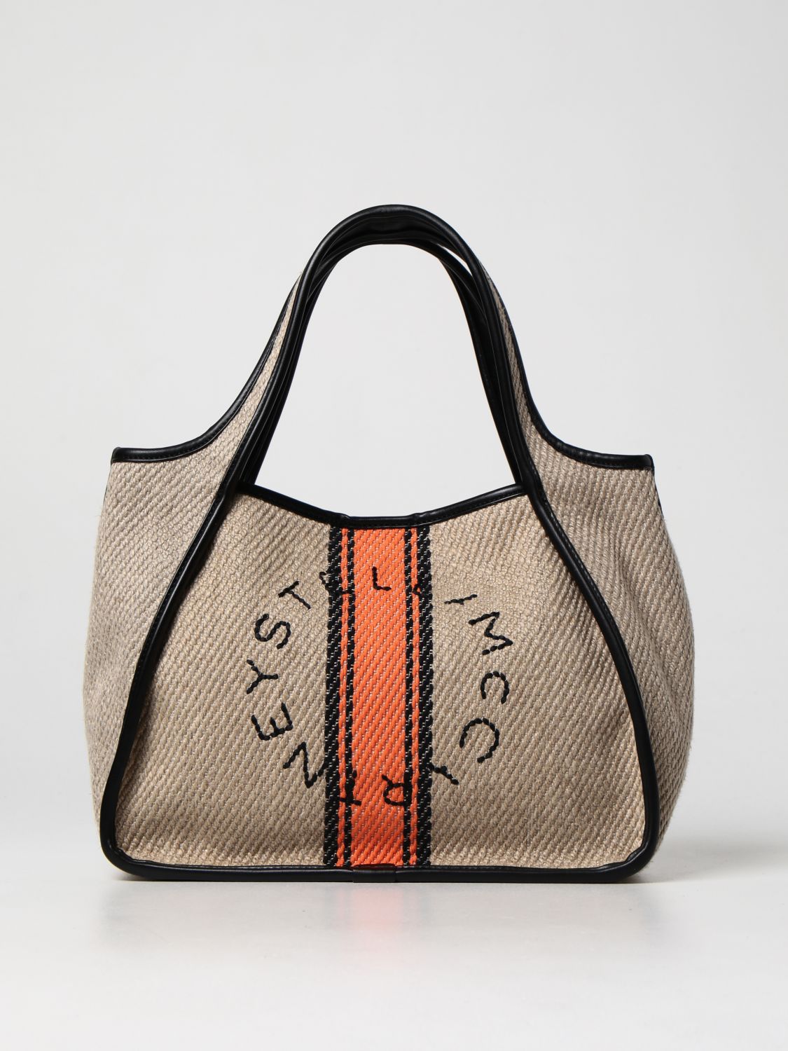 STELLA MCCARTNEY: handbag in linen blend - Natural | Stella Mccartney ...