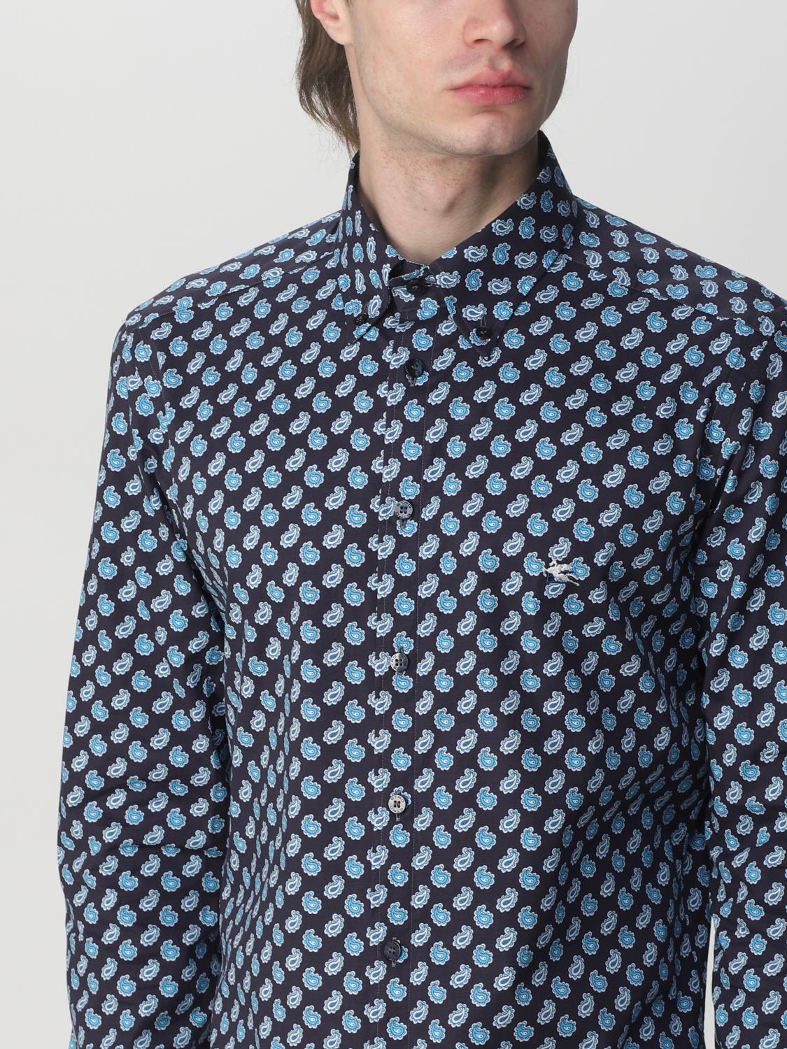 ETRO: paisley print cotton shirt - Blue 