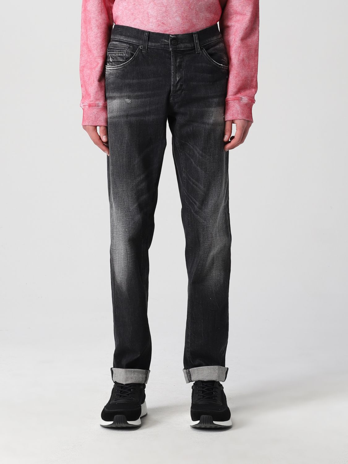 DONDUP: jeans in washed denim with tears - Black | Dondup jeans ...