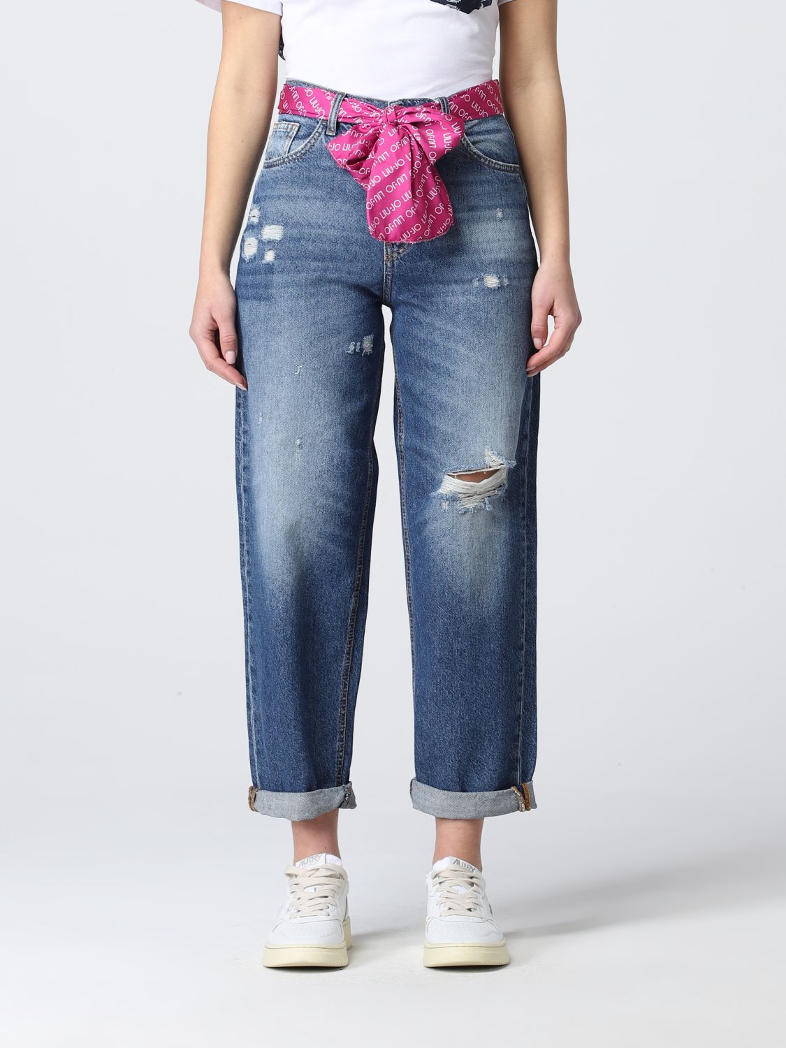 klinker Snazzy Hertogin Liu Jo Outlet: cropped jeans in washed denim with tears - Denim | Liu Jo  jeans UA2099D4666 online on GIGLIO.COM