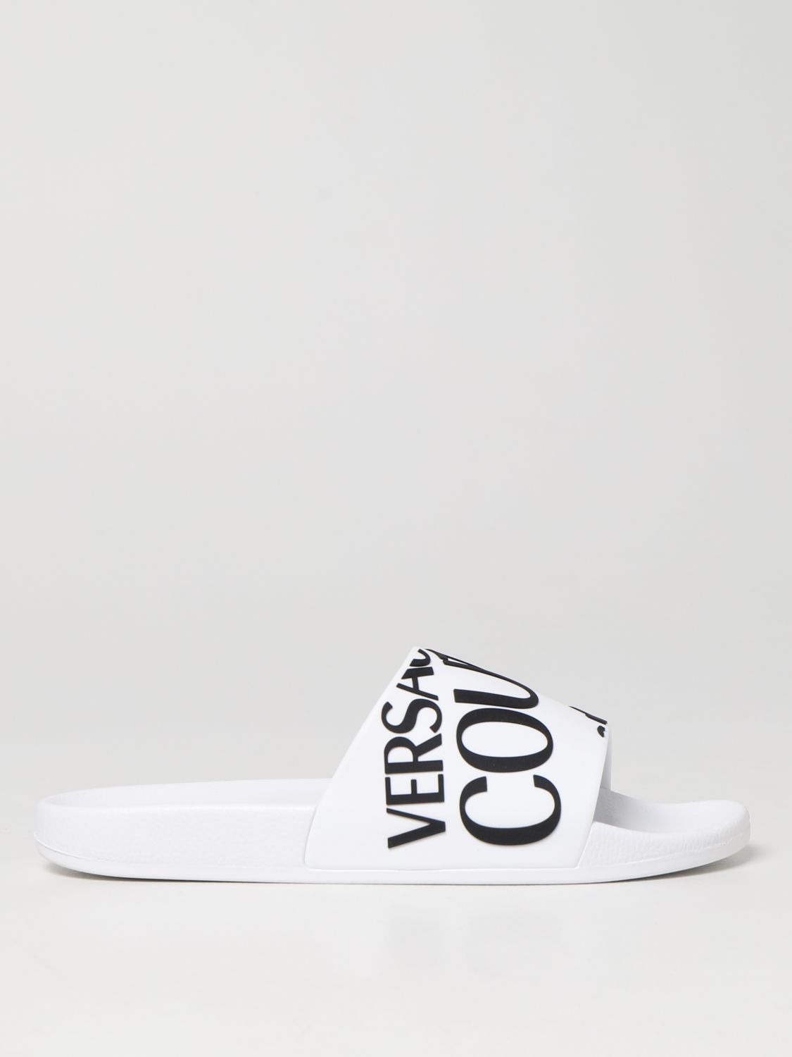 Versace Jeans Couture Slipper Sandals With Logo In White