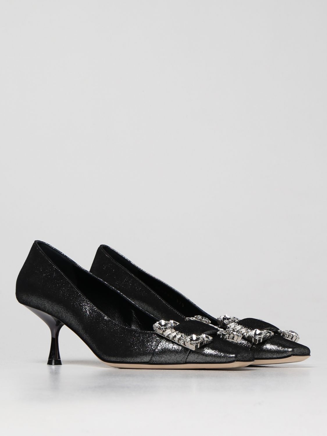 Court shoes Sergio Rossi: Sergio Rossi Twenty laminated suede pumps charcoal 2