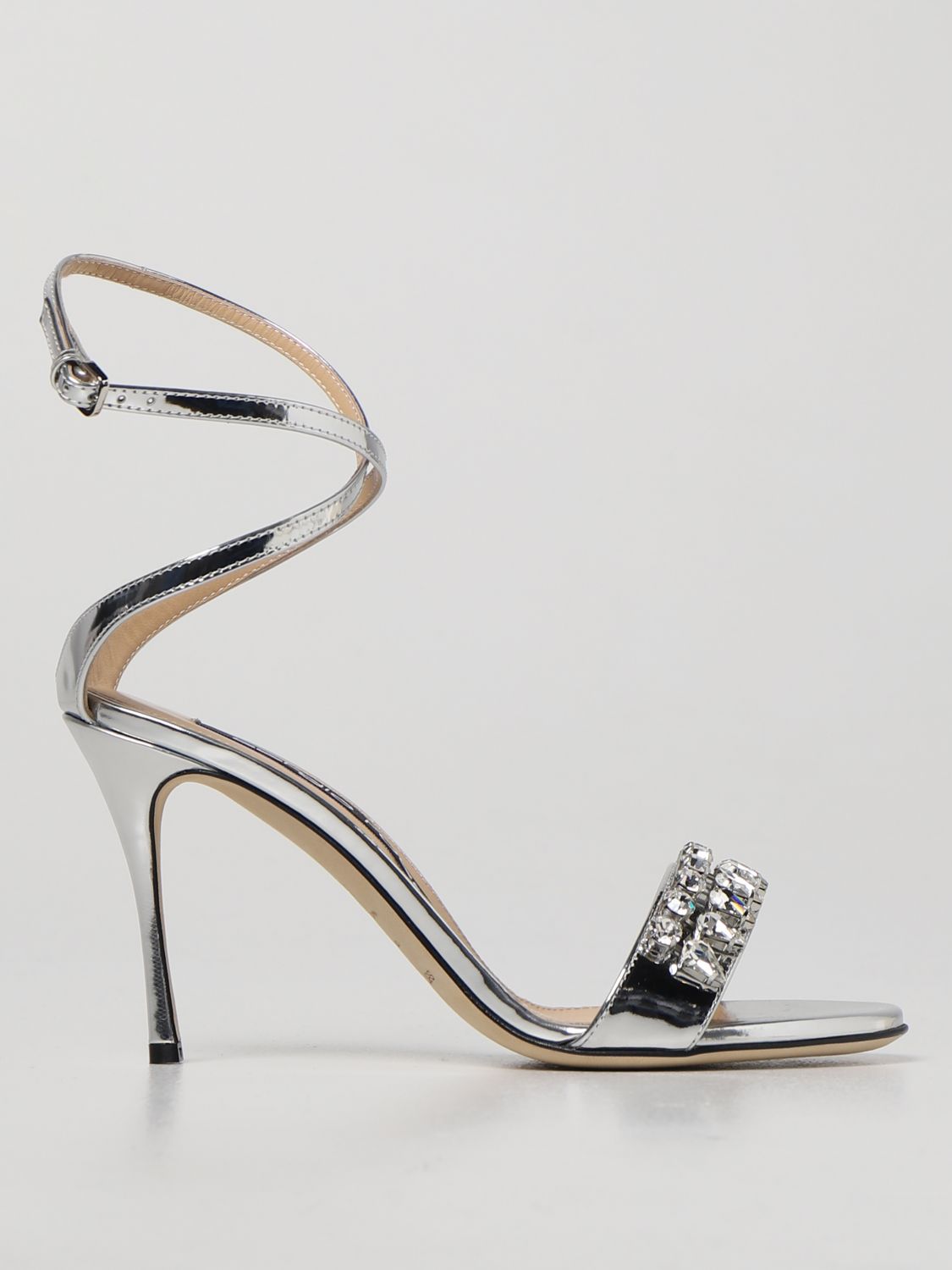 Heeled sandals Sergio Rossi: Sergio Rossi Godiva sandals with crystals silver 1
