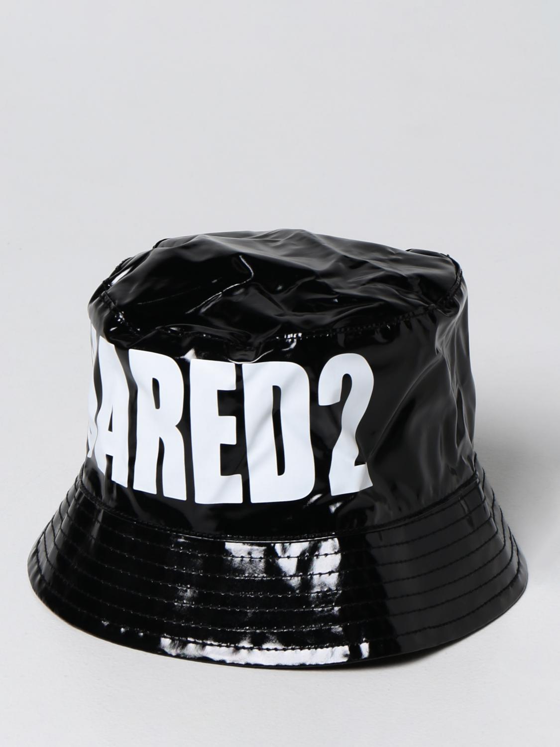 DSQUARED2 JUNIOR: Cappello in tela spalmata - Nero | Cappello Bambino  Dsquared2 Junior DQ0904D0013 GIGLIO.COM