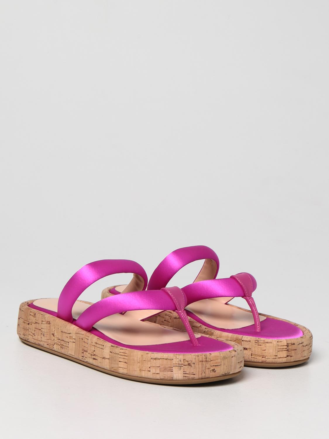 fuchsia sandals flat