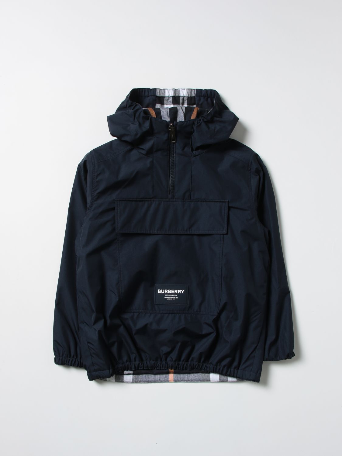 BURBERRY: reversible jacket with logo - Blue | Burberry jacket 8047892 ...
