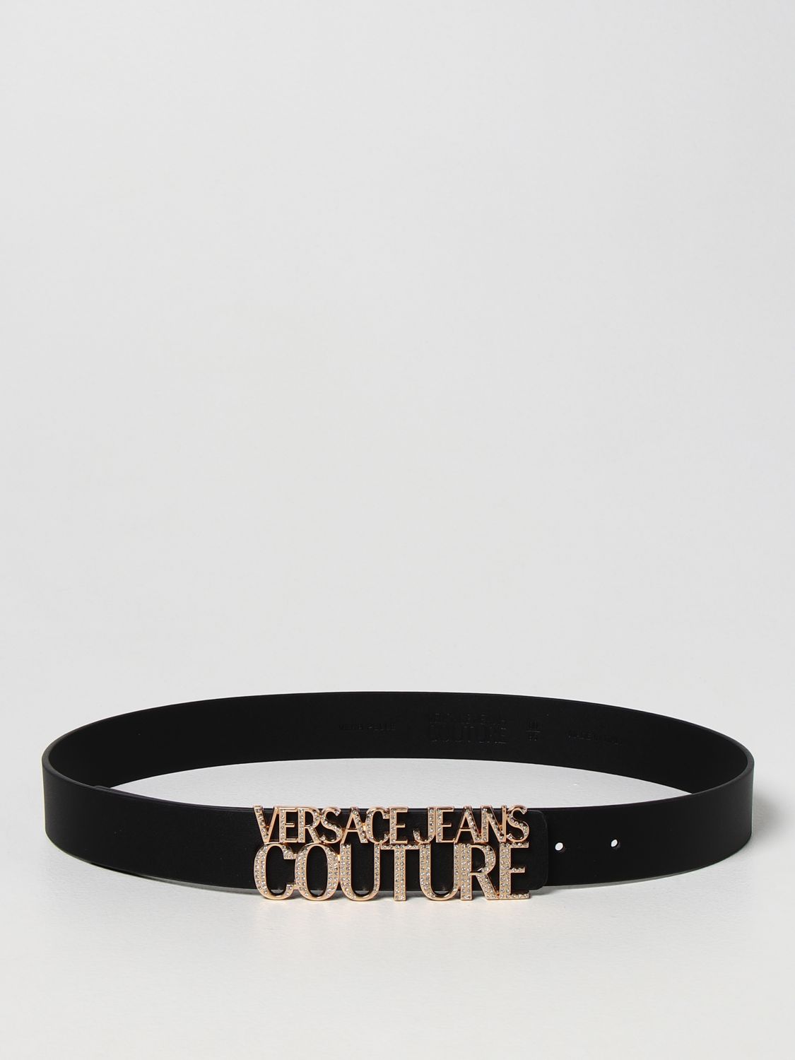 VERSACE JEANS COUTURE: leather belt - Black | Versace Jeans Couture ...