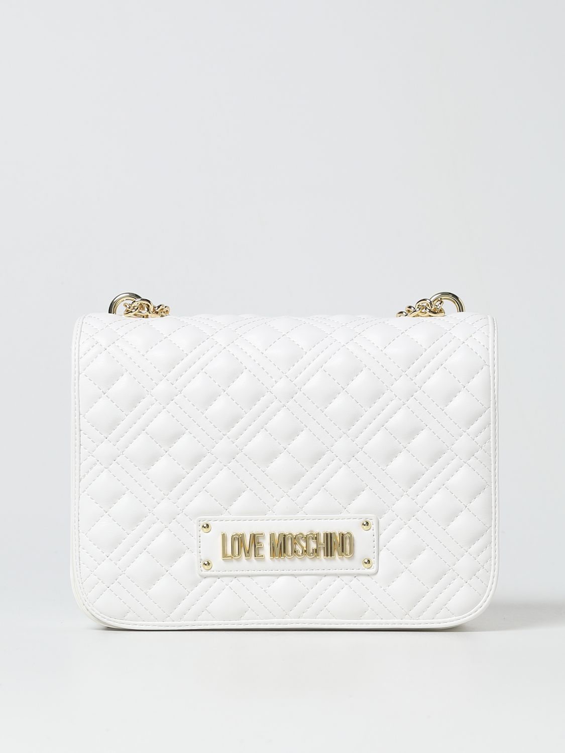 Moschino White Capsule Patent Leather Pill Bottle Crossbody Bag