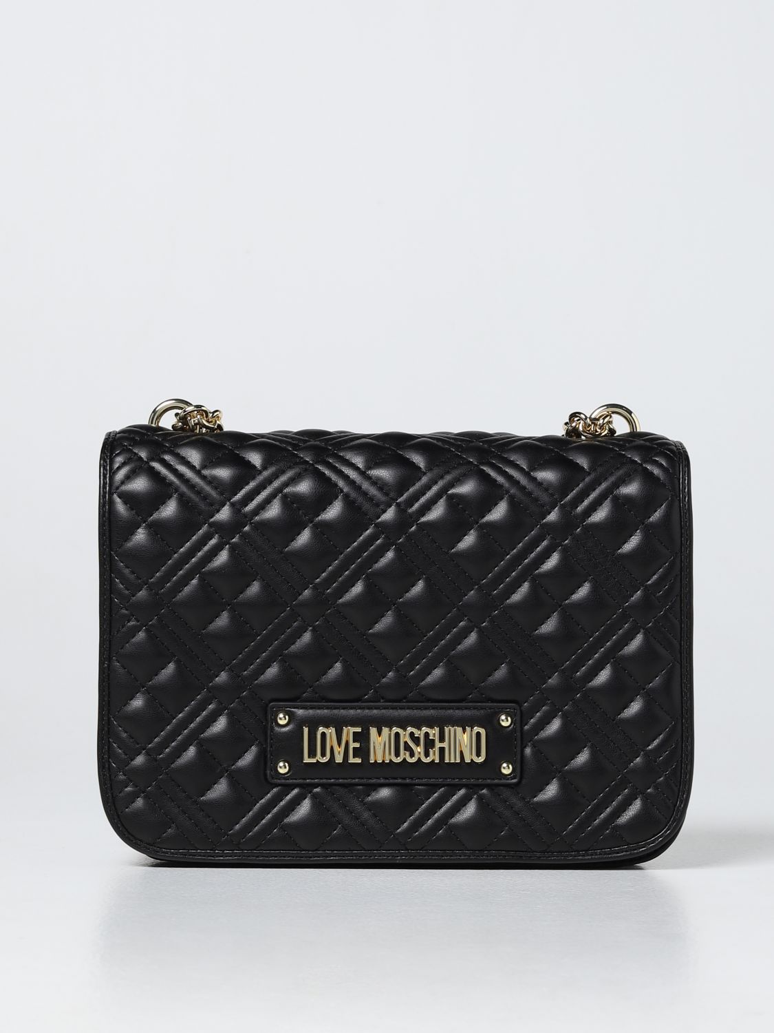 LOVE MOSCHINO: bag in quilted synthetic leather - Black | Love Moschino ...