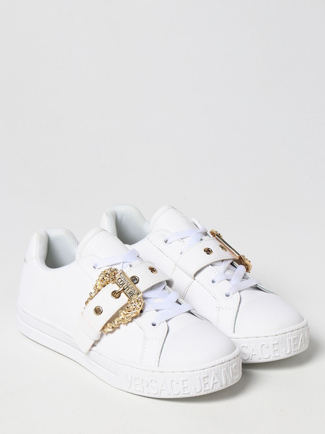 VERSACE JEANS COUTURE: sneakers in leather - White | Sneakers Versace ...