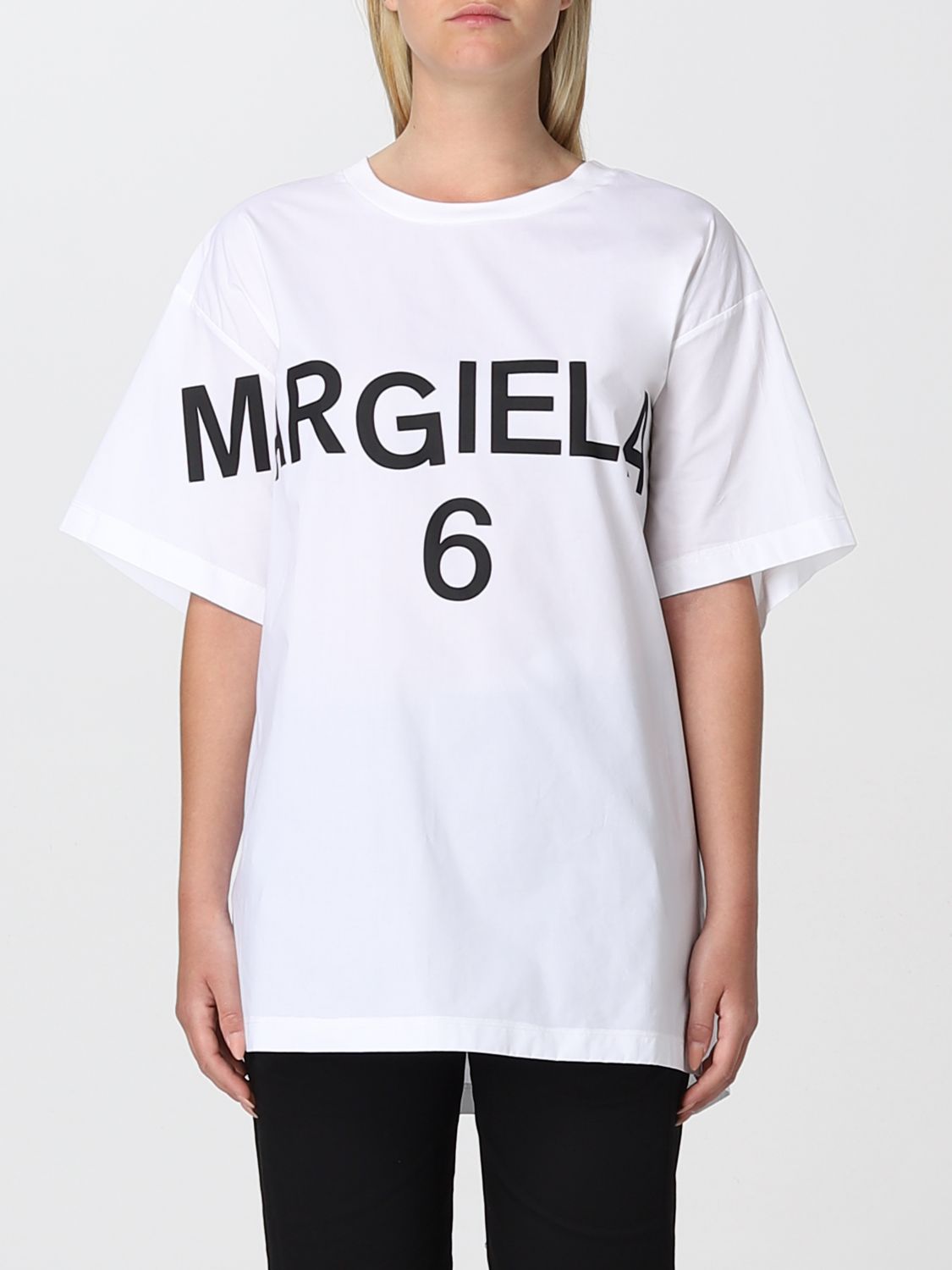 T-shirt Mm6 Maison Margiela: T-shirt Mm6 Maison Margiela in cotone con logo bianco 1
