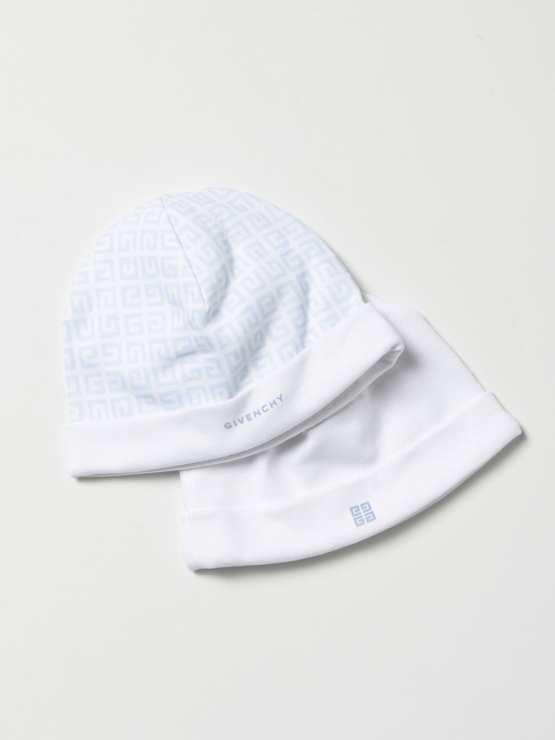 Cappello neonato Givenchy: Set 2 cappelli a berretto Givenchy in cotone bianco 1 2
