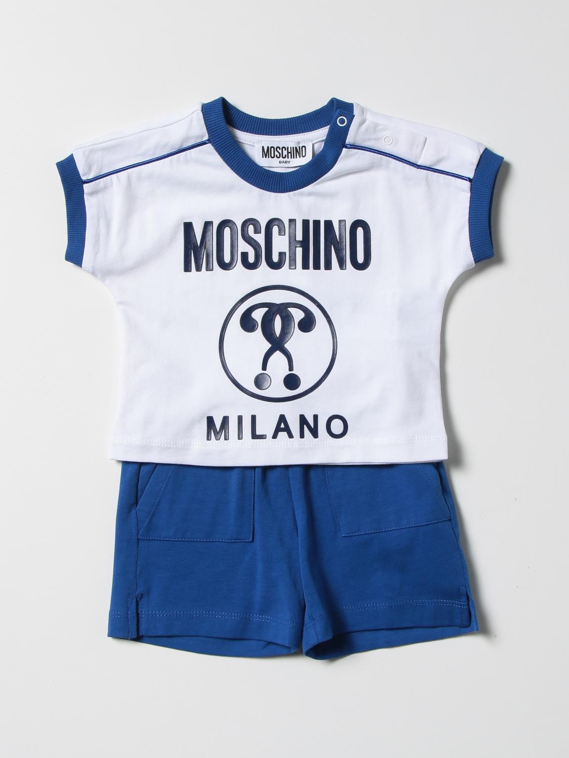MOSCHINO BABY tshirt + shorts set White Moschino Baby jumpsuit MUG00OLBA10 online on