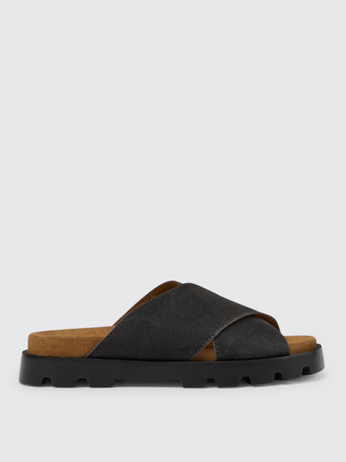 Camper Brutus Sandals In Mushroom Fiber In Black | ModeSens