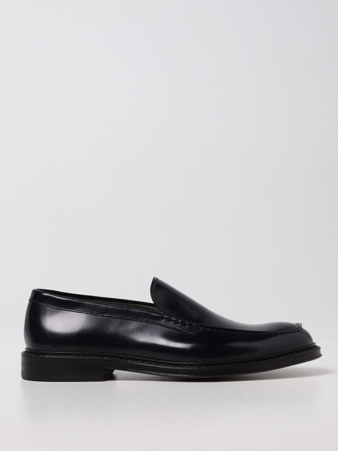 DOUCAL'S: moccasin in brushed leather - Black | Doucal's loafers ...
