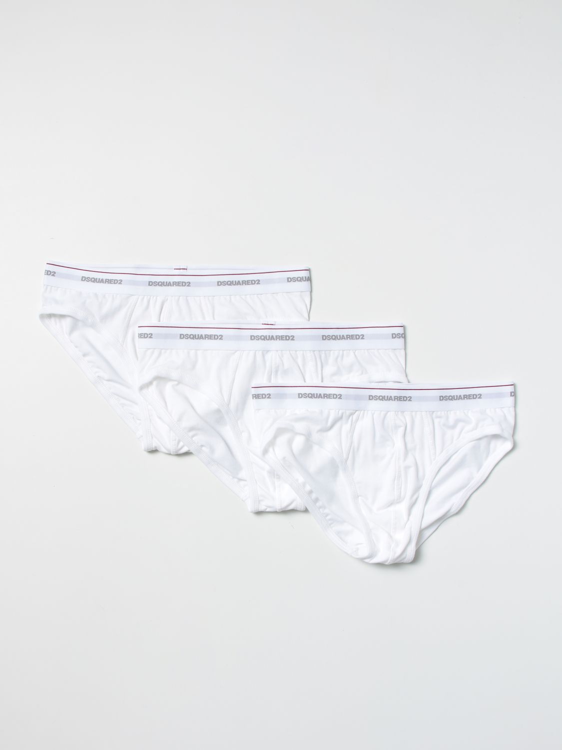 Dsquared2 Set Of 3  Briefs With Logo In White