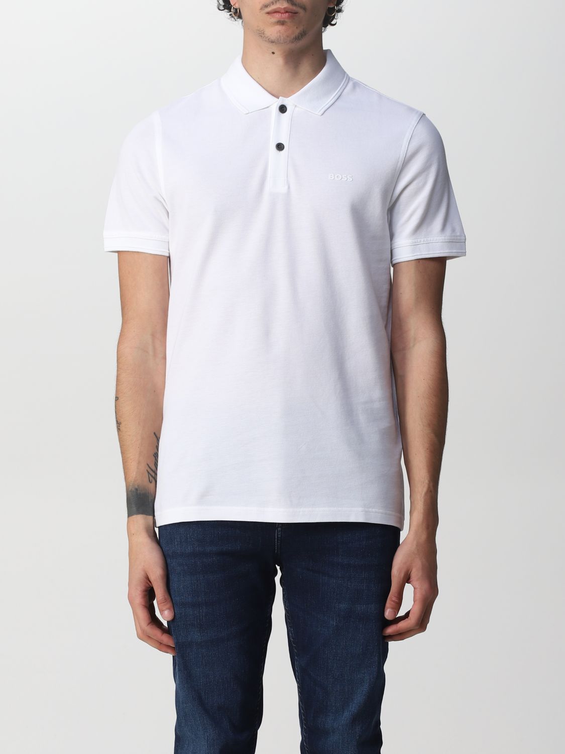 BOSS: polo shirt in pique cotton - White | Boss polo shirt 50468576 ...