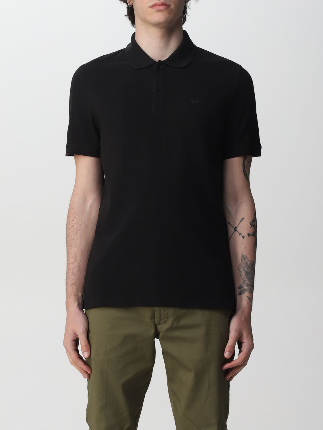 BOSS: polo shirt in pique cotton - Black | Boss polo shirt 50468576 ...