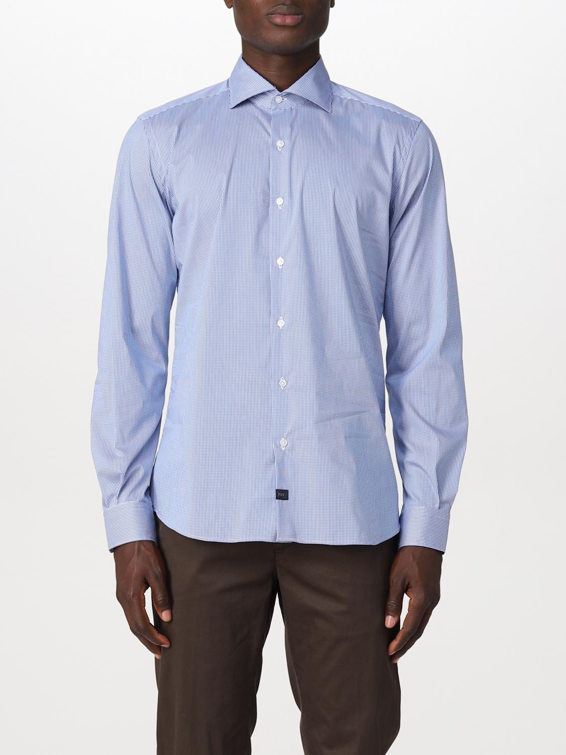 FAY: shirt for man - Blue | Fay shirt NCMA144259SUEB online on GIGLIO.COM