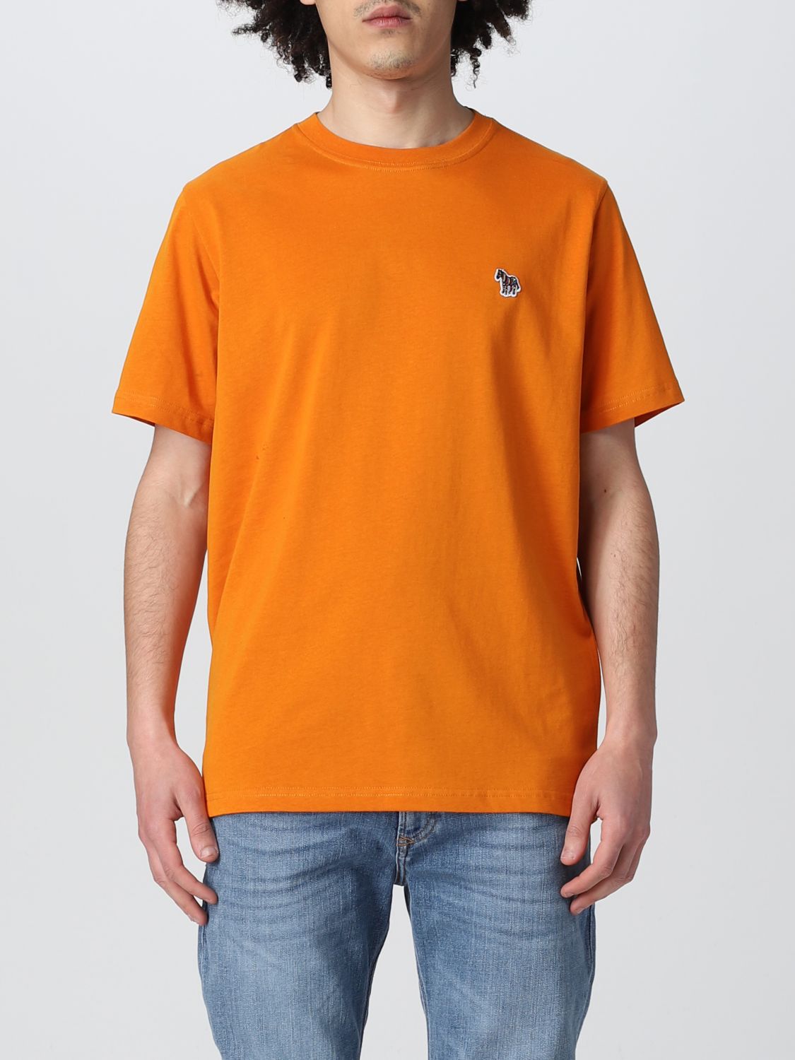 PS PAUL SMITH: cotton T-shirt with patch - Orange | Ps Paul Smith t- shirt M2R011RZH20064 online on GIGLIO.COM