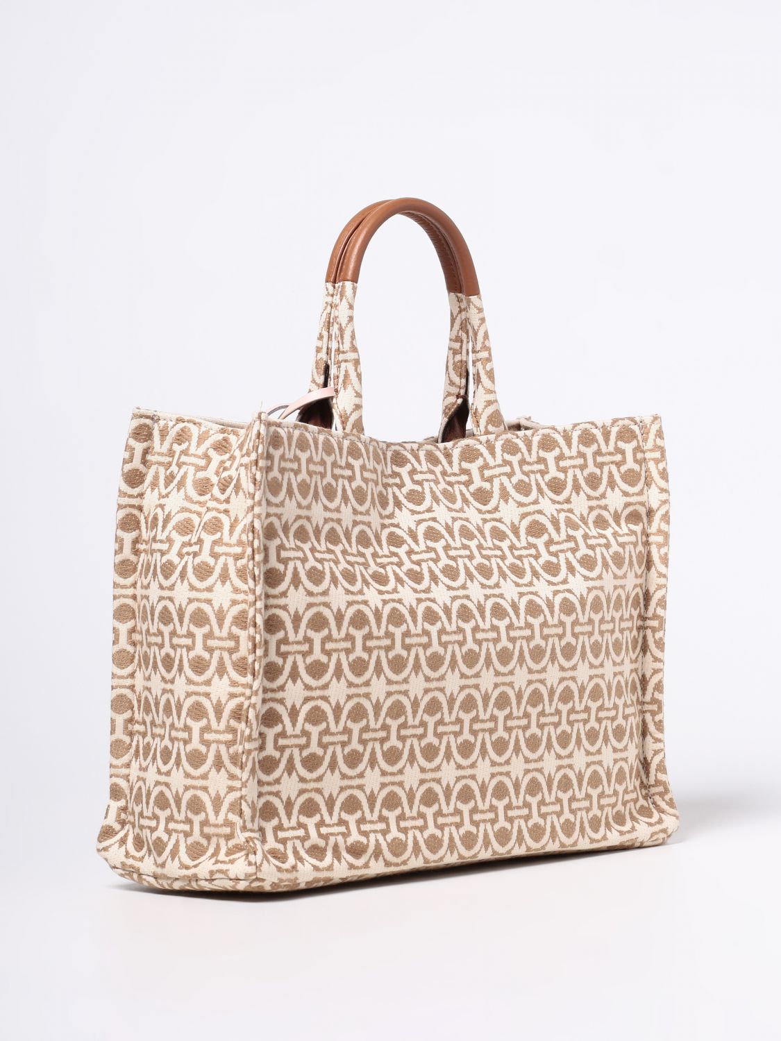 COCCINELLE: Never Without Bag bag in jacquard canvas - Natural ...