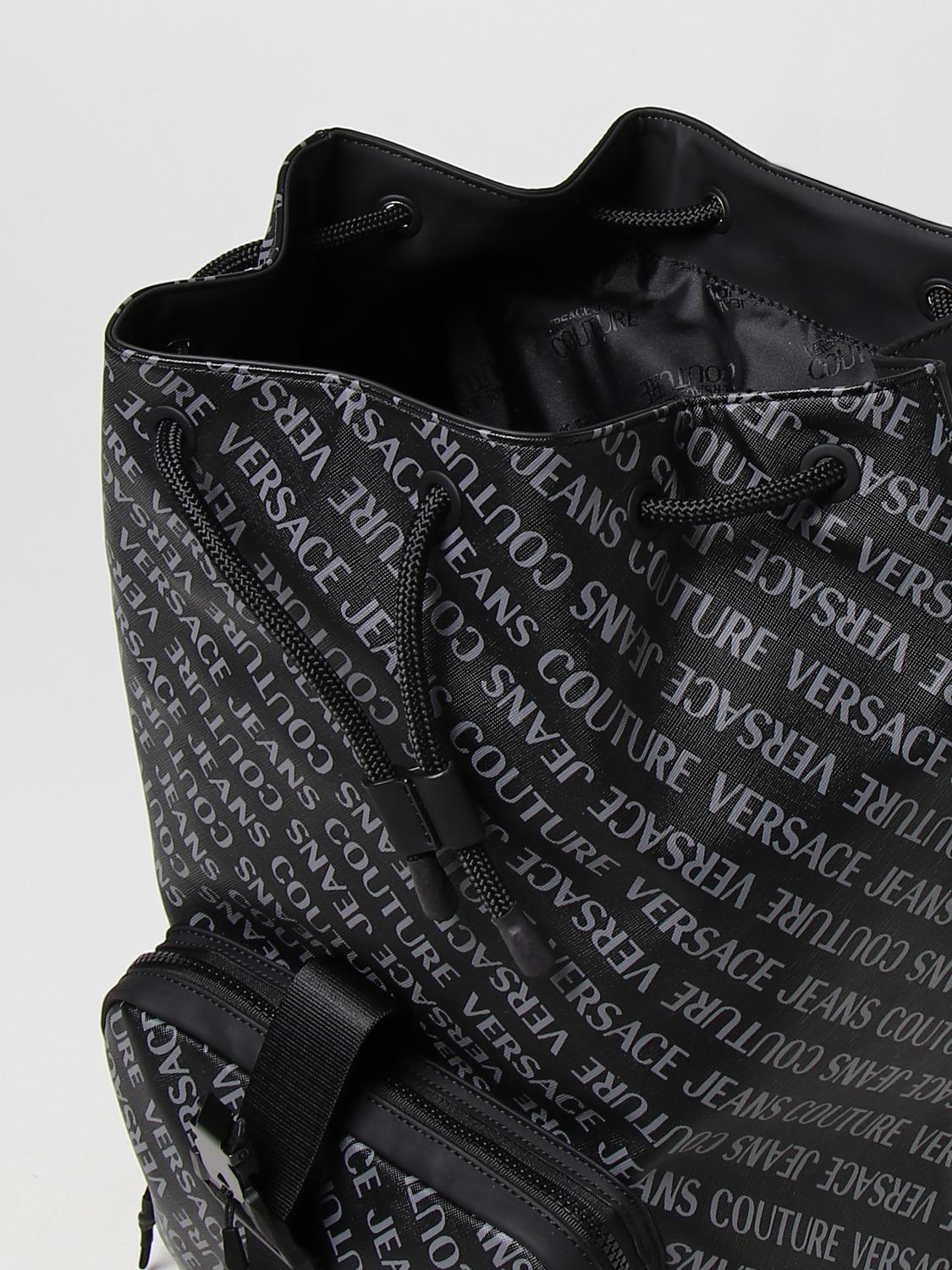 VERSACE JEANS COUTURE backpack with all over logo Black Versace Jeans Couture backpack