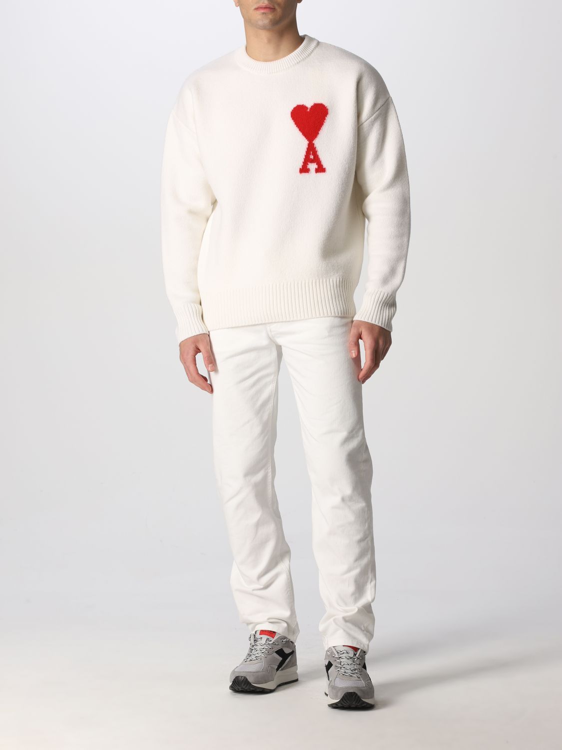 AMI PARIS: スウェットシャツ メンズ Ami Alexandre Mattiussi - ホワイト | セーター Ami Paris  UKS002018 GIGLIO.COM