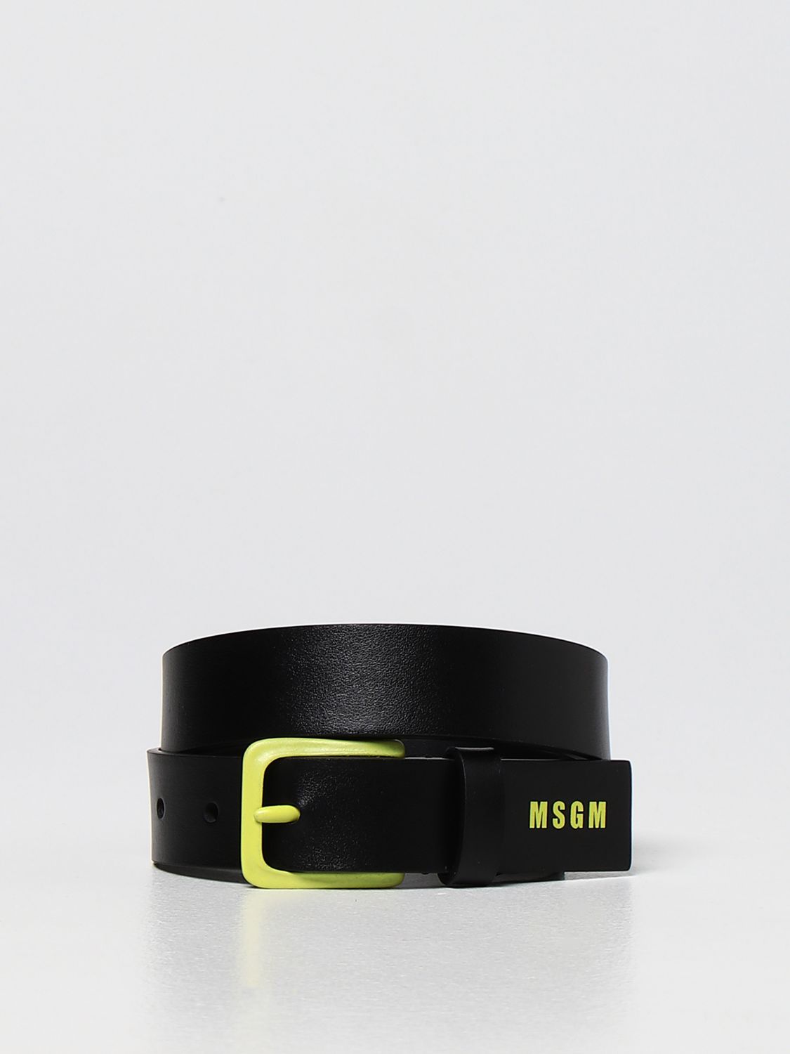 Msgm Leather Belt In Black