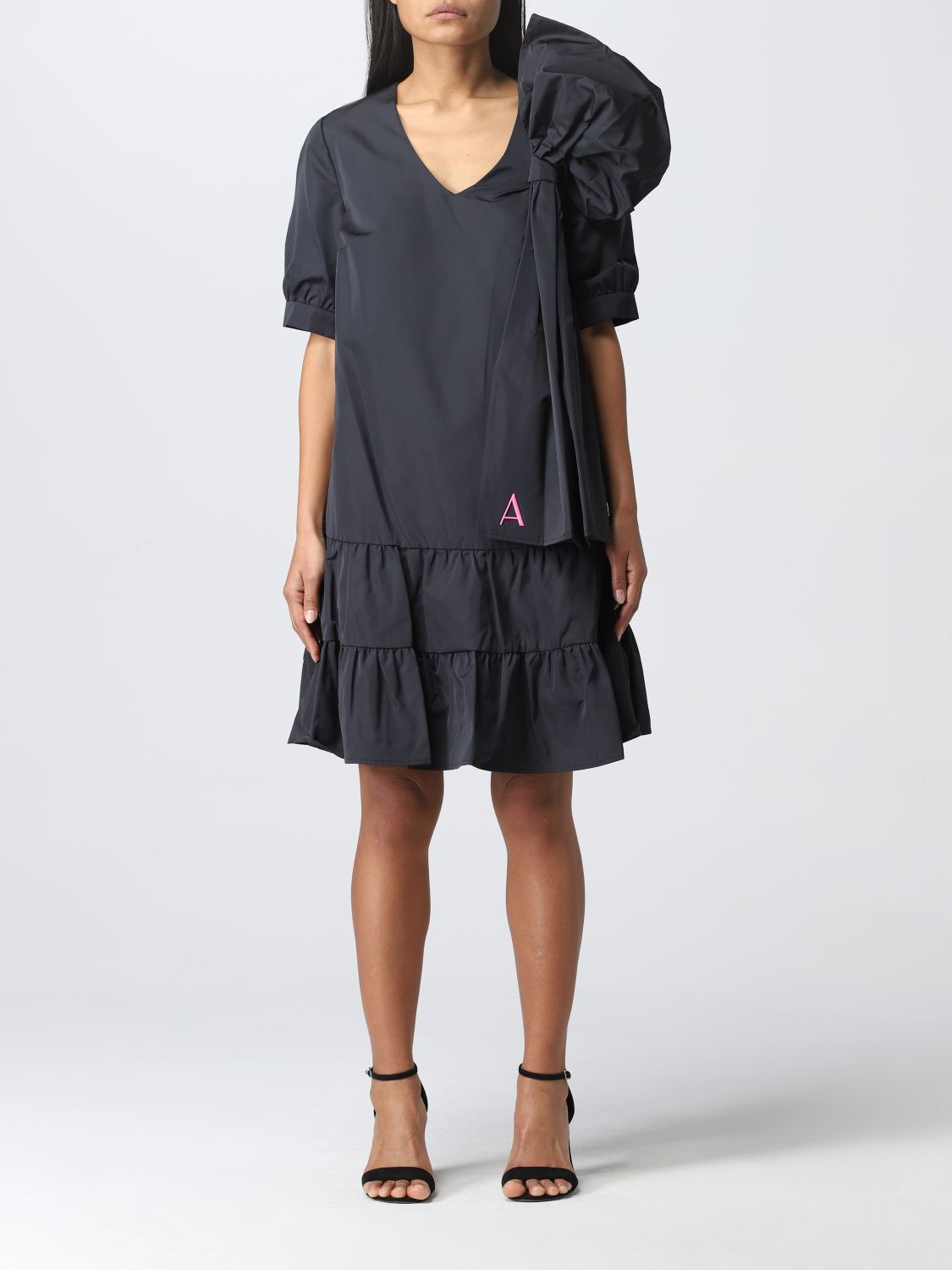 ACTITUDE TWINSET: Twinset-Actitude dress with maxi rouche - Black ...