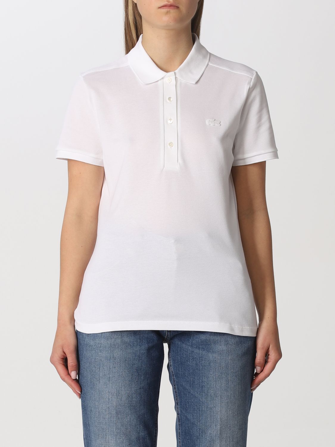 Shop Lacoste Polo Shirt  Woman Color White