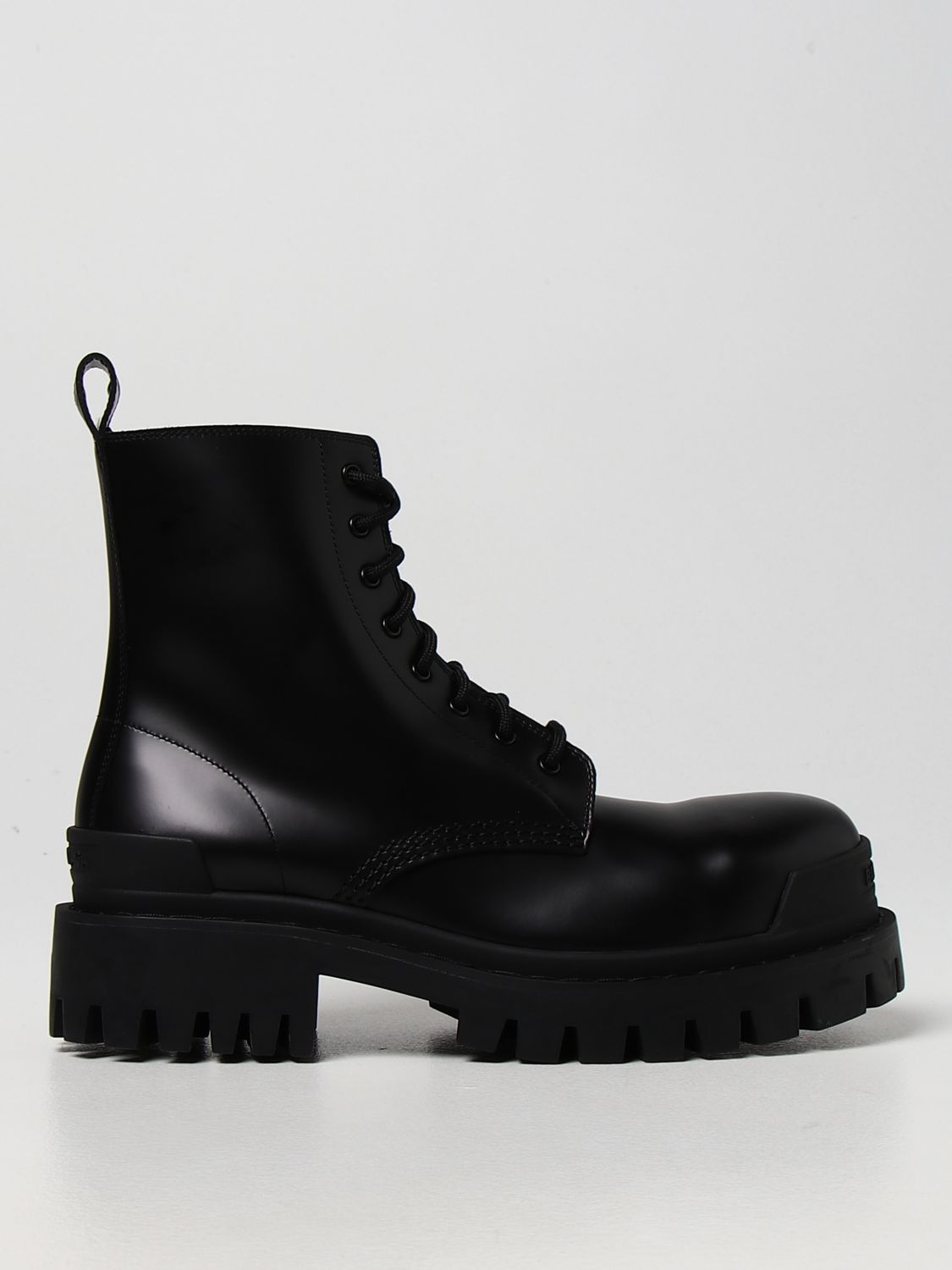Balenciaga Strike Boots In Brushed Leather In Black | ModeSens