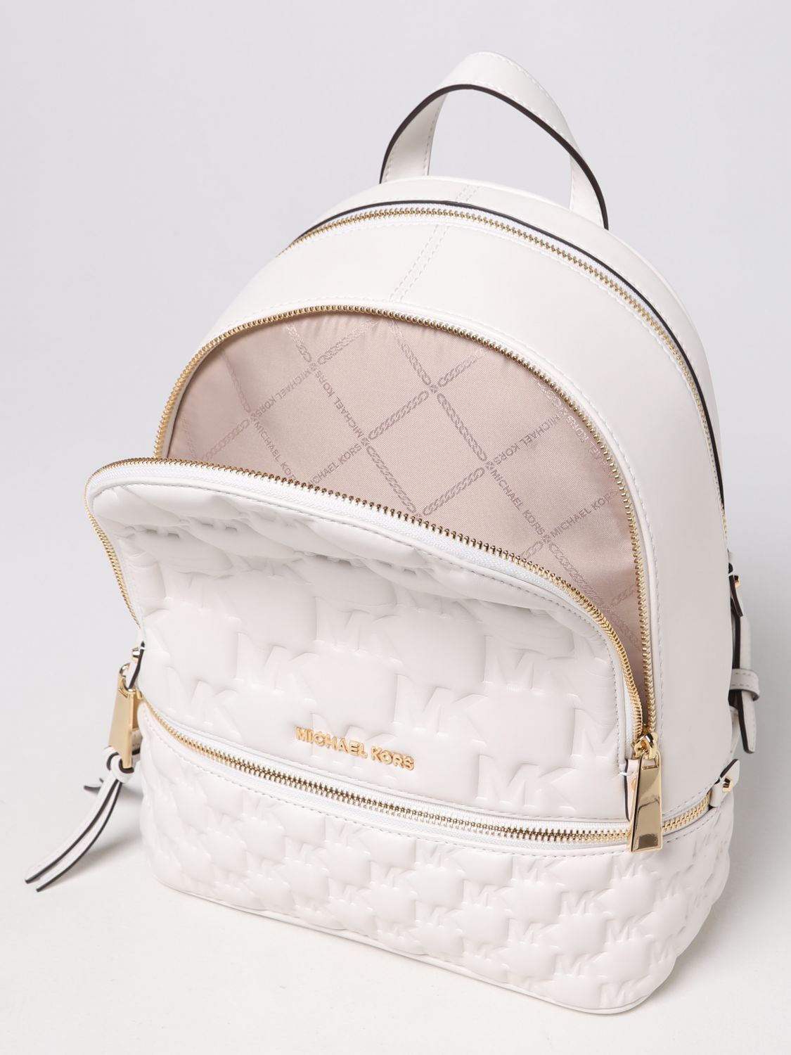 MICHAEL KORS: Michael backpack in leather with monogram - White