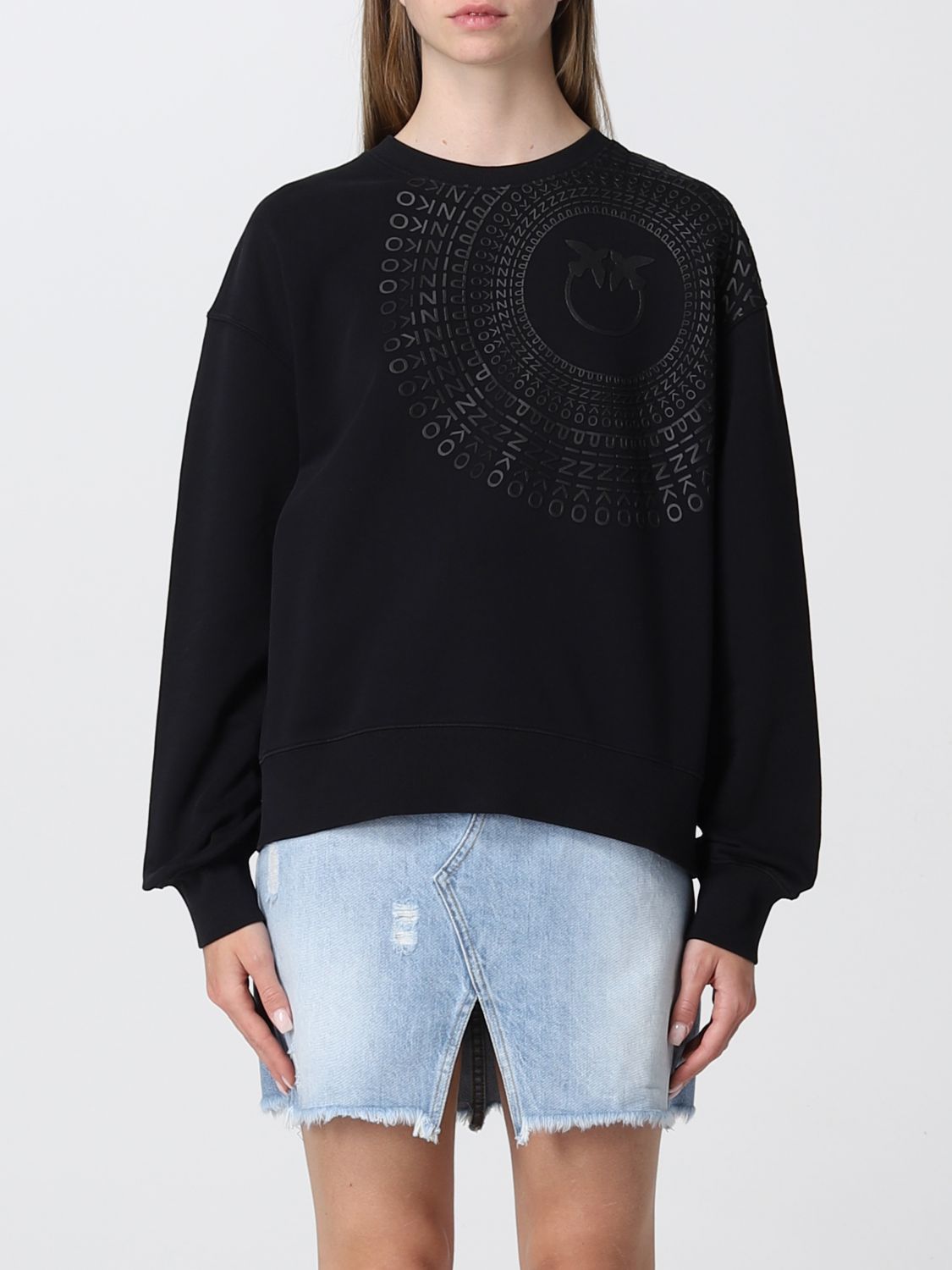 PINKO: cotton sweatshirt with Radial logo - Black | Pinko sweatshirt ...