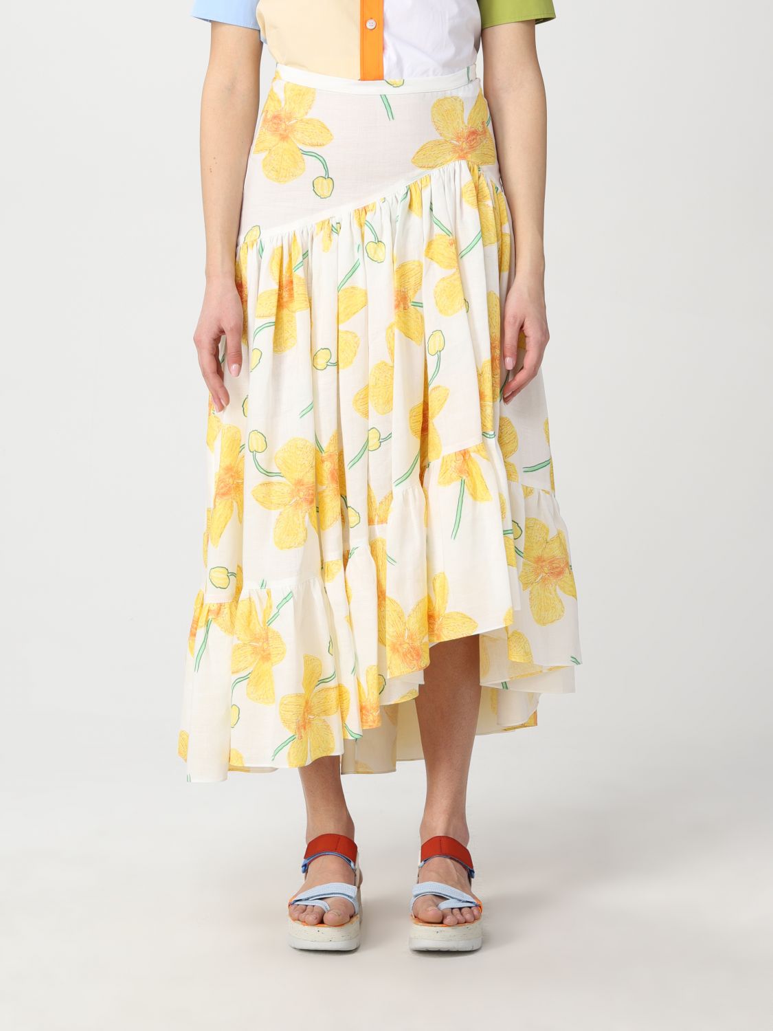 MARNI SKIRT WITH ORCHIDS PRINT BY MAGDALENA SUAREZ FRIMKESS,C91436046