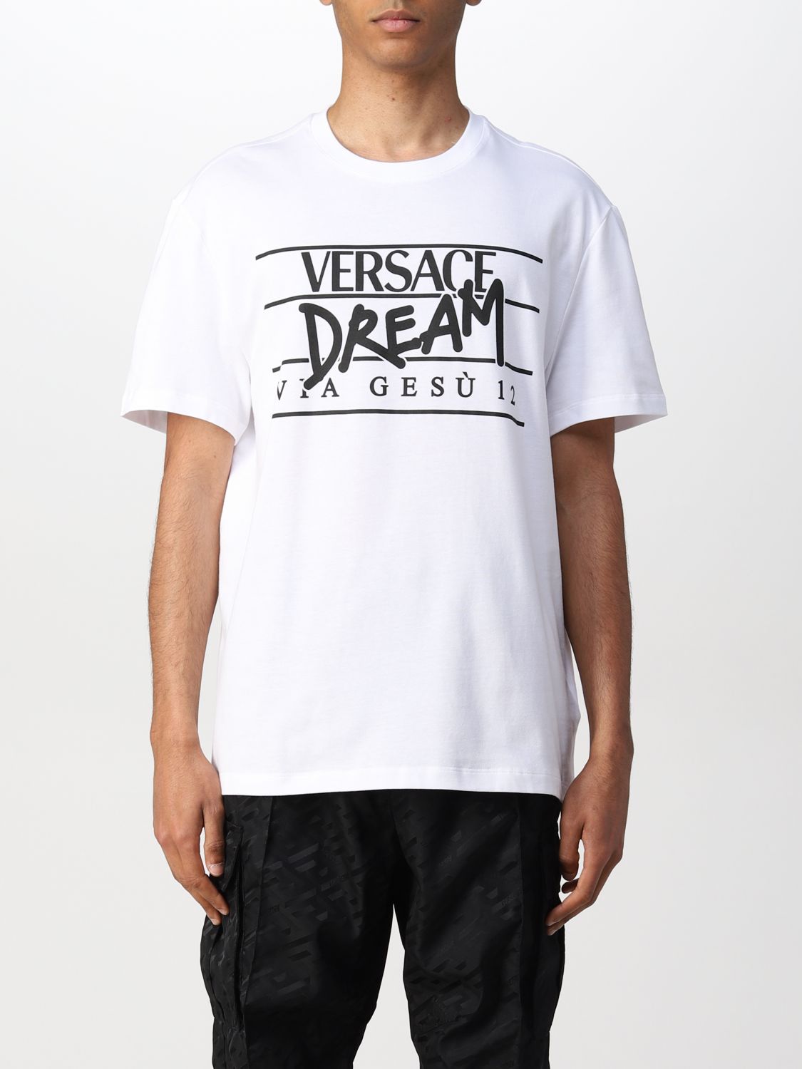 T-shirt Versace: T-shirt Versace in cotone con logo bianco 1