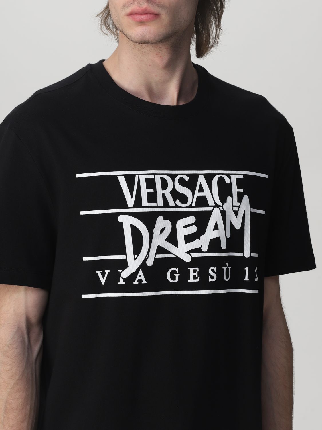 T-shirt Versace: T-shirt Versace in cotone con logo nero 5