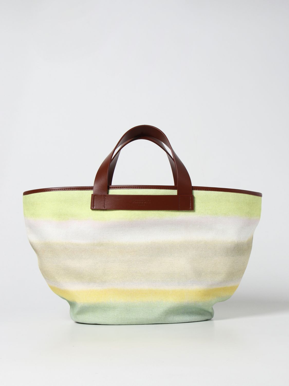 Tote bags Missoni: Missoni printed canvas and leather tote bag green 1