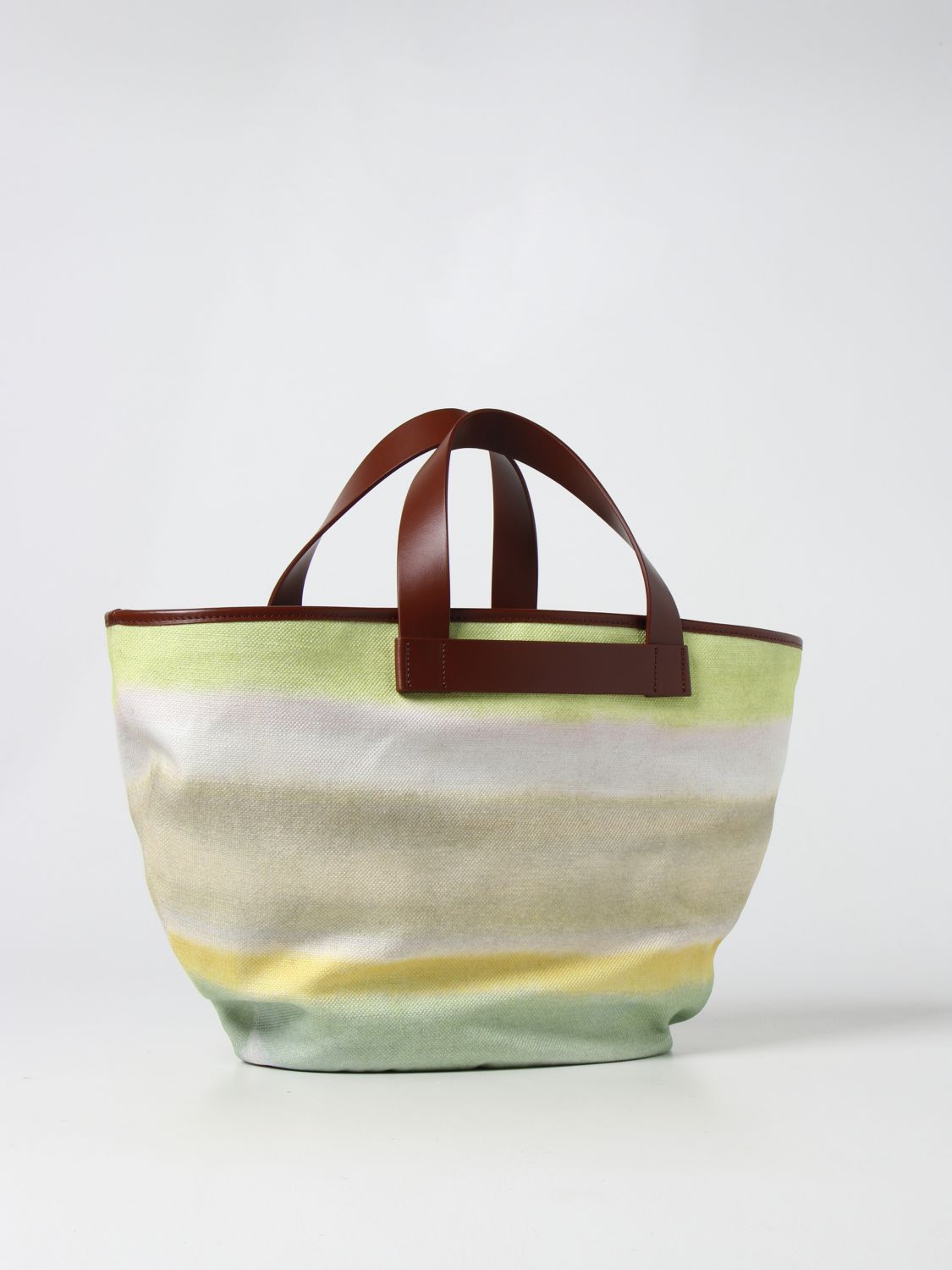 Tote bags Missoni: Missoni printed canvas and leather tote bag green 2