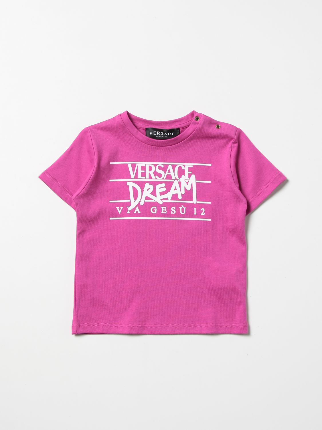 T-shirt Young Versace: T-shirt Versace Young in cotone con stampa dream rosa 1