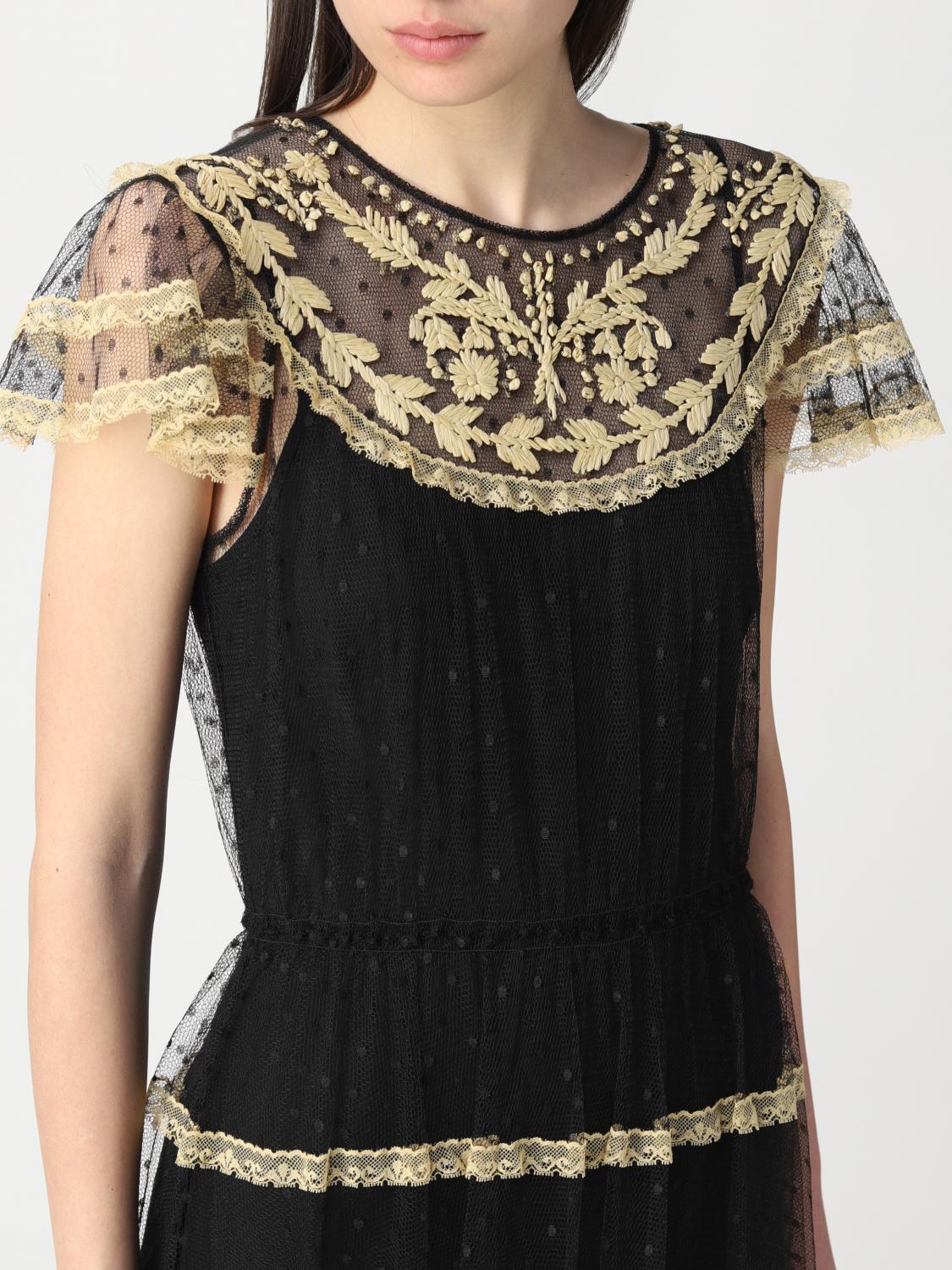 RED VALENTINO: Abito lungo in point d'esprit - Nero | Abito Red Valentino  XR0VA21C6FJ GIGLIO.COM